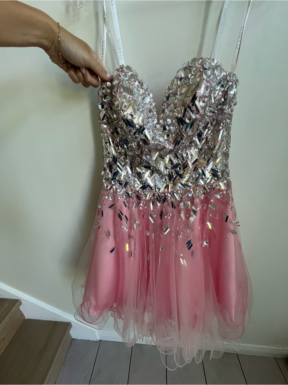Beaded Pink Grad Dress for Girls